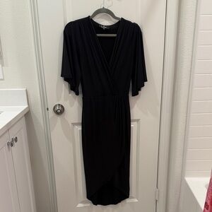 Lulus Black Cotton Midi Dress
